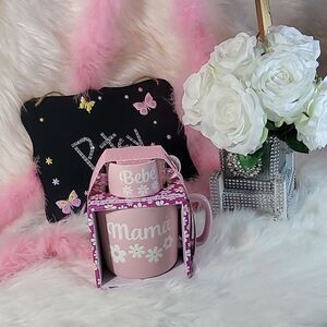 1830 NHI   Mama - Bebe  Pink Set of Large and Small Mugs